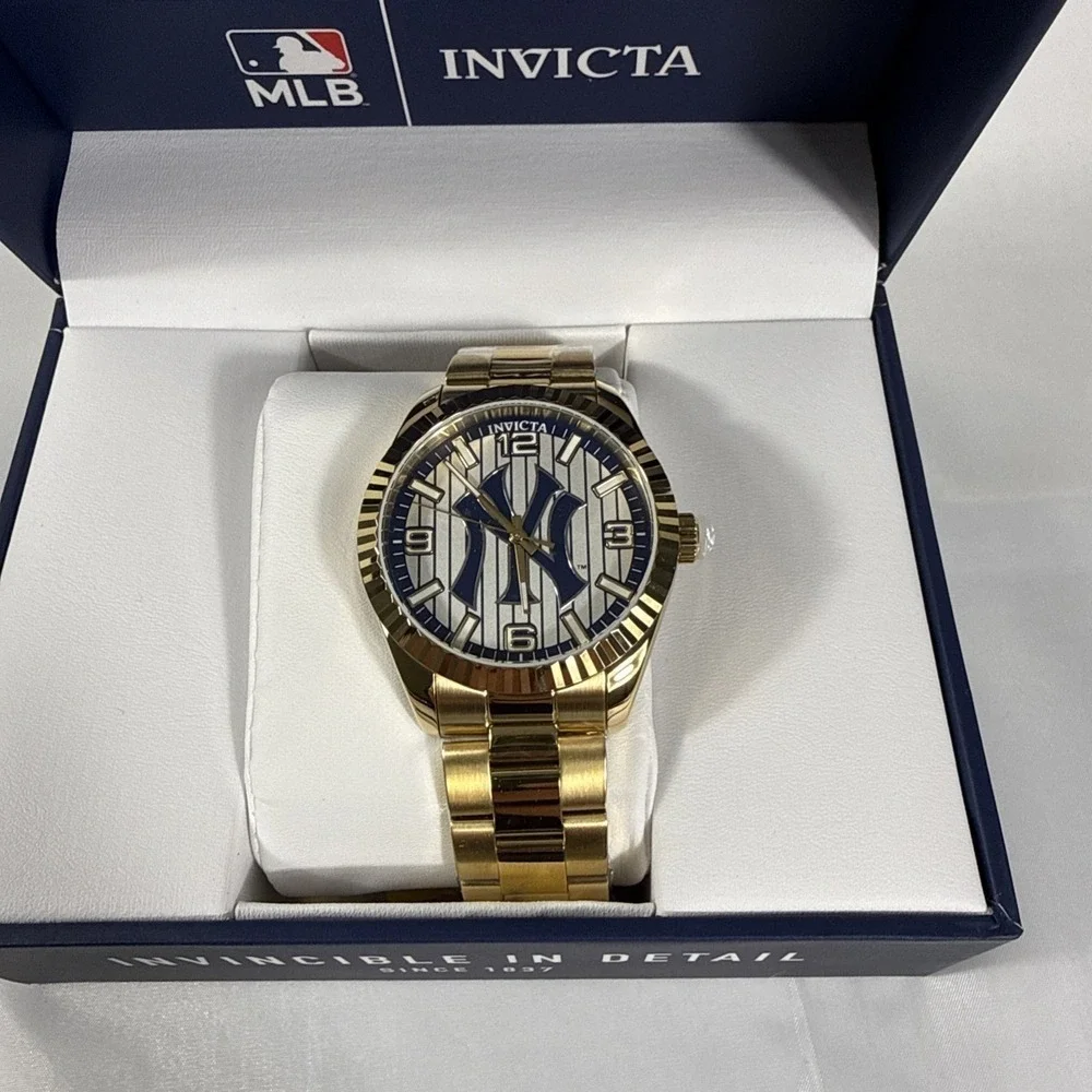 Invicta MLB New York NY‎ Yankees Men's 42mm Gold Stainless Quartz Watch 49861